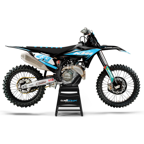 KTM Adore Black Light Blue Graphics Kit