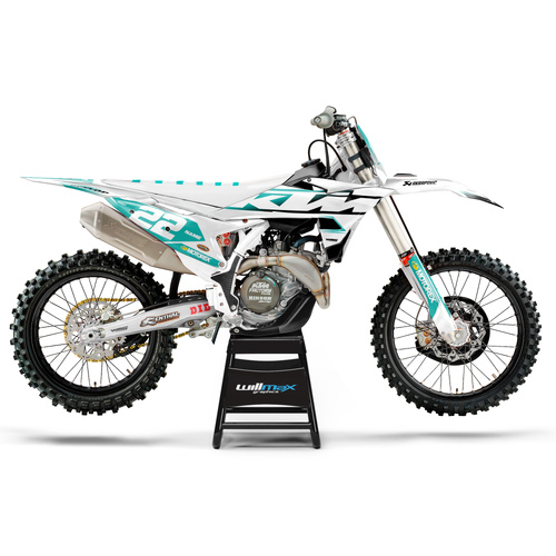 KTM Ascend White Teal Graphics Kit