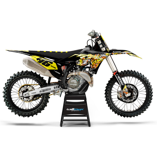 KTM Blotched Black Yellow Graphics Kit