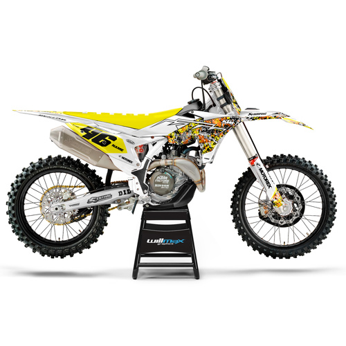KTM Blotched White Yellow Graphics Kit