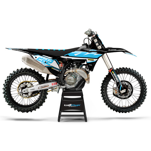 KTM Fracture Black Light Blue Graphics Kit